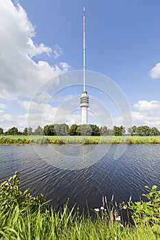 Tv-tower in Dutch landscape