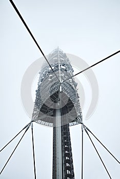 TV tower in foggy day