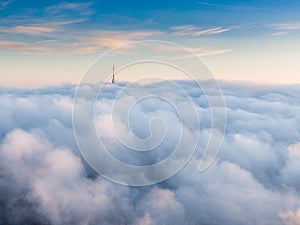 TV tower with foggy sky