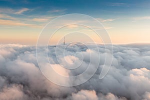 TV tower with foggy sky