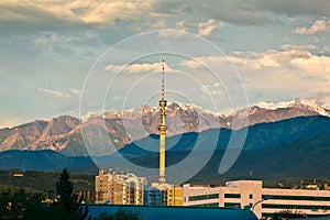 Tv tower hill mountain Almaty landscape