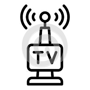 Tv tower icon outline vector. News media