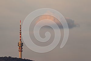 Tv tower in Pecs, with a cloud