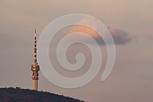 Tv tower in Pecs, with a cloud