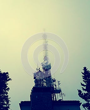 Tv transmitter at fog