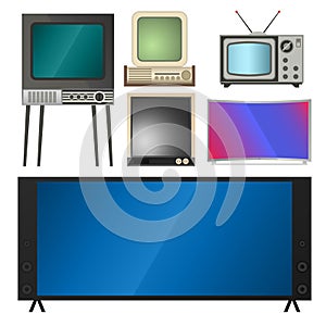 TV vector screen lcd monitor and notebook, tablet computer, retro templates. Electronic devices TV screens infographic