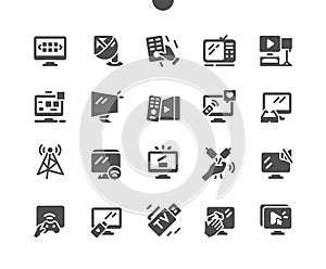 TV Well-crafted Pixel Perfect Vector Solid Icons