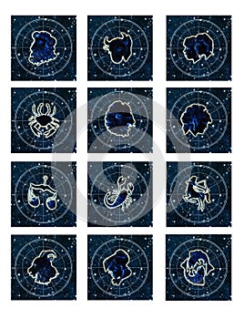 Zodiaco francobolli Attraverso oroscopo un stelle Come astrologia 