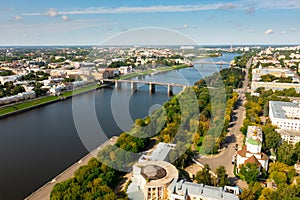 Tver with Assumption Cathedral, Russia, aerial view