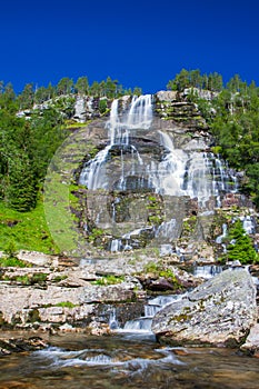 Tvindefossen waterfalls near Voss in Norway photo