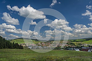 Tvrdosin town from hill in summer hot color day