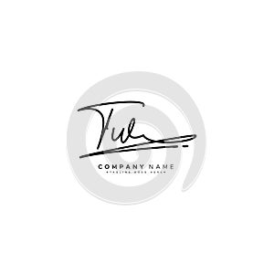 TW Initial Logo in Signature Style for Photography and Fashion Business - Hand Drawn Signature Logo Vector