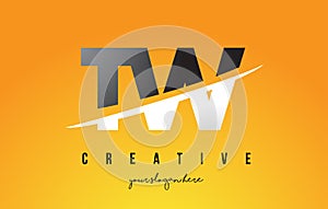 TW T W Letter Modern Logo Design with Yellow Background and Swoosh. photo