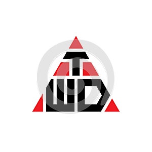 TWD triangle letter logo design with triangle shape. TWD triangle logo design monogram. TWD triangle vector logo template with red