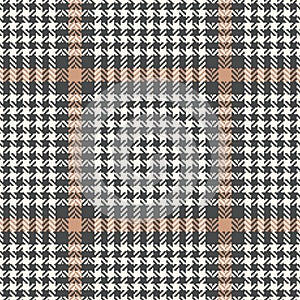 Tweed check pattern in grey and beige. Seamless decorative tartan plaid graphic art background for skirt, throw, blanket, bag.