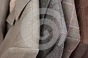 Tweed jackets detail close-up