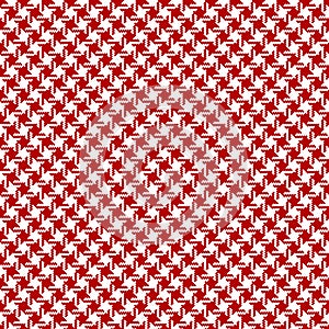 Tweed pattern Christmas bright in red and white. Textured seamless hounds tooth background art graphic for skirt, jacket, coat.