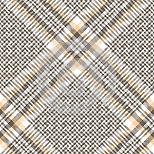 Tweed pattern vector in brown, yellow, white. Seamless abstract glen check plaid for tablecloth, blanket, throw, duvet cover.