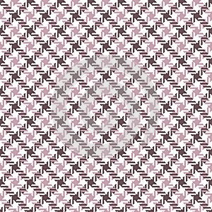 Tweed plaid pattern graphic in pink and white. Seamless hounds tooth check plaid background art for dress, jacket, coat.