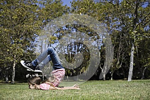 Tween Girl Doing Gymnastics