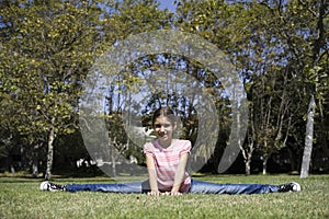 Tween Girl Doing Gymnastics