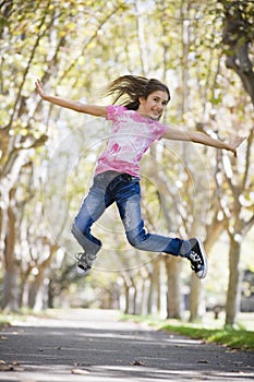 Tween Girl Jumping