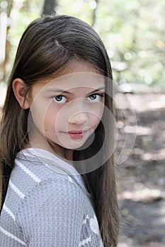 Tween Girl Looking into Camera