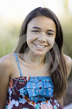 Tween Girl Smiling To Camera