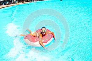 Tween girl in water park