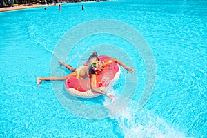 Tween girl in water park