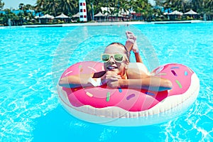 Tween girl in water park