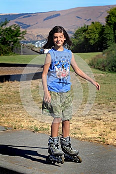 Tween roller blading