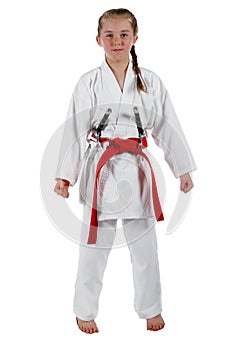 Tweenage girl going karate photo