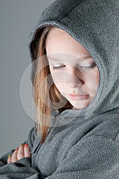 Tweenager looking upset