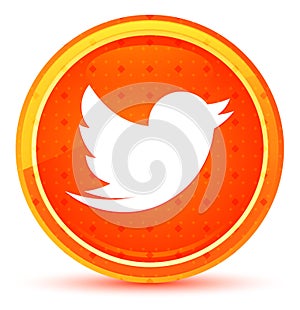 Tweet bird icon natural orange round button