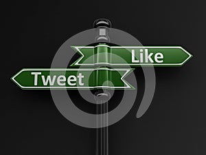 Tweet and like pointers on signpost