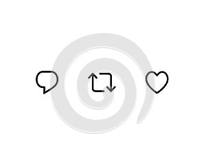 Tweet, Retweet, and Like. Icon Set of Social Media Elements