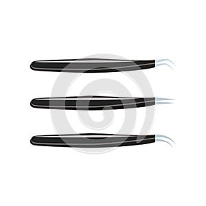 Tweezers set vector illustration. Lashes and brows tools for cosmetics procedures, eyelash extension, staining and