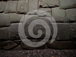 Twelve angled stone archeology heritage part of Archbishops palace wall Cusco Peru South America