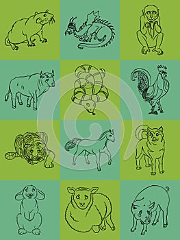 Twelve animals of the Chinese horoscope