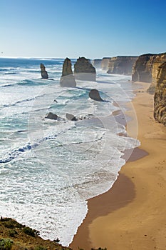 Twelve Apostles beach and rocks in Australia, Victoria, beautiful landscape of Great ocean road coastline