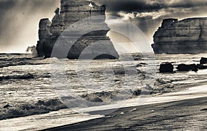 The Twelve Apostles from Gibson Steps on a stormy afternoon