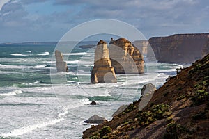 Twelve Apostles rock formation during a winter time, Victoria, Australia