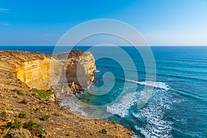 Twelve apostles rock pillars at Port Campbell national park viewed during sunset, Australia photo