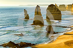 The Twelve Apostles at sunset along Great Ocean Road, Victoria -