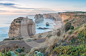 The Twelve Apostles at sunset along Great Ocean Road, Victoria -