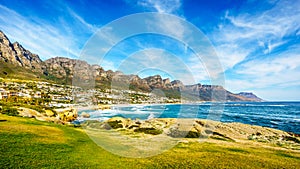 The Twelve Apostles, which are on the ocean side of Table Mountain at Cape Town South Africa