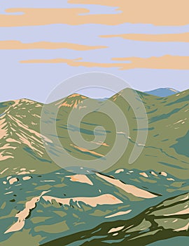 Twelve Bens in Connemara National Park Galway in Ireland WPA Art Deco Poster