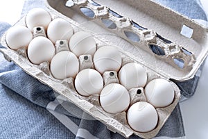 Twelve eggs in a carton package