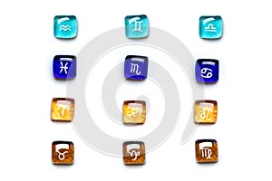 Twelve signs of zodiac Three signs correspond to each element photo
